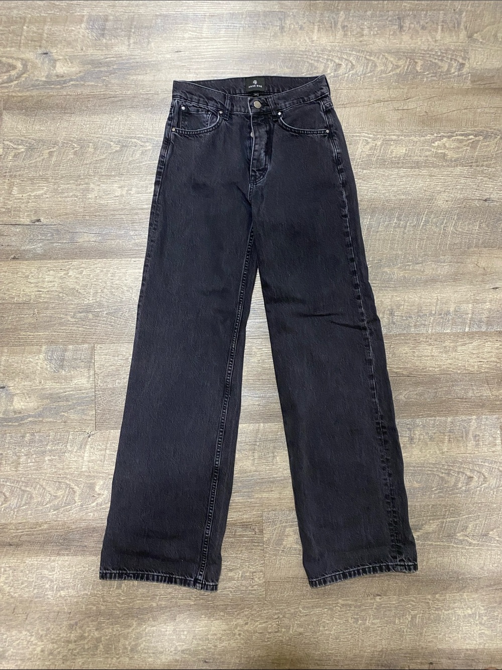Anine Bing Black Straight-Leg Jeans
